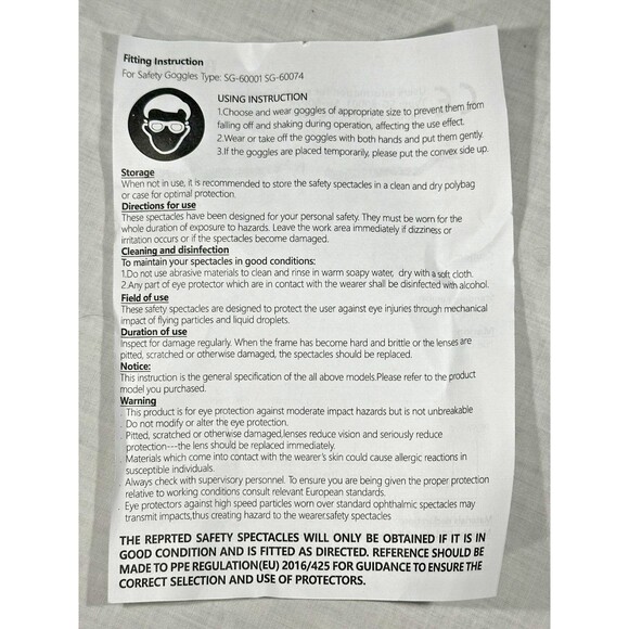 NEW IN PACKAGE Clear Safety Googles - Over Glasses- Adjustable Elastic- CE EN166 - Picture 11 of 11